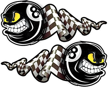 24/7stickers MG326 XL / 2X Eightball Aufkleber je 15 x 6 cm 8 Billiardkugel schwarz Flagge Biker Hotrod Rockabilly USA