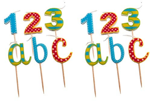 Folat Mini-Kerzen Schulstart Einschulung (123 & ABC, 2X 6er Pack)