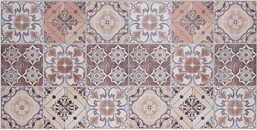 Baroni Home Tappeto Passatoia da Cucina in PVC con Fondo Antiscivolo, Tappeto Cucina Antimacchia Facile da Lavare, Tappeto Passatoia Corridoio (Ruggine 120x60 cm)