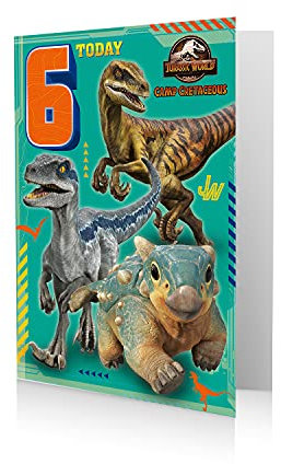 Danilo Promotions LTD Jurassic World Karte zum 6. Geburtstag, Geburtstagskarte zum 6. Geburtstag, Jurassic World, Geburtstagskarte zum 6. Geburtstag