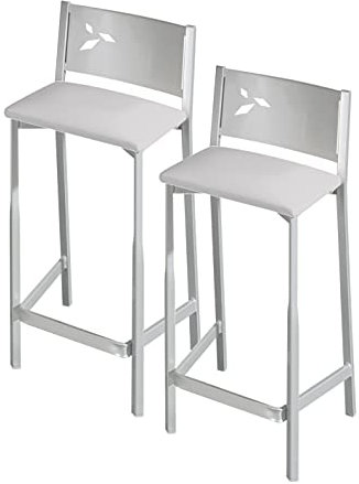 ASTIMESA Zwei Hocker für die Küche, 60 cm, Kunstleder, Grau