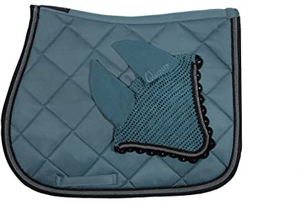 WAGNER VS/Spring Schabracke mit Fliegenhaube und Strass-Steinen Vintage BLAU-SCHWARZ