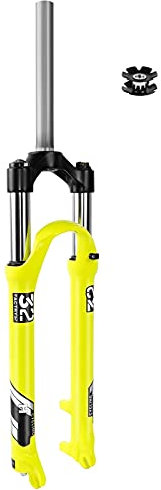 aiNPCde 26 27.5 29 Zoll MTB Federgabel, 1-1/8 Gerades Rohr Fadenlos Legierung Mechanische Feder Stoßdämpfer Fahrrad Vorder Gabel (Color : Manual Lockout, Size : 26 inch)
