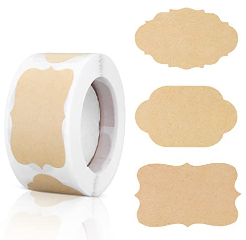 Molain Étiquettes autocollantes en papier kraft (250 pièces), étiquettes cadeaux, étiquettes cadeaux, étiquettes cadeaux, étiquettes pour bouteilles de vacances, bocaux de nourriture (A)
