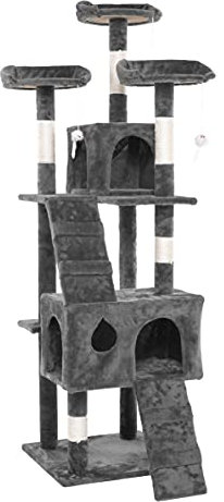 ESTEXO Katzenkratzbaum Kratzbaum Katzenbaum 170 cm XXL Spielbaum Kletterbaum für Katzen Kratzmöbel Spielmöbel Hellgrau