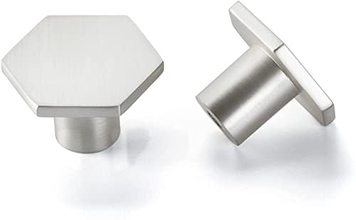 goldenwarm 10Pack Cupboard Knobs Kitchen Door Knobs Silver Cabinet Knobs -LS6275SNB Solid Kitchen Cupboard Knobs Square Drawer Knobs Brushed Nickel Door Knobs