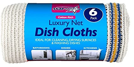 HOMESHOPA Dish Cloths, Soft Cotton Antibacterial Absorbent Lint Free Kitchen Tea Towels, Washing Up Dishcloth for Home Cleaning Supplies, Washable Reusable, 36cm x 28cm (6)