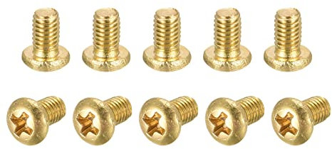 sourcing map Brass Machine Screws, M3x5mm Phillips Pan Head Fastener Bolts for Furniture, Office Equipment, Electronics 20Pcs