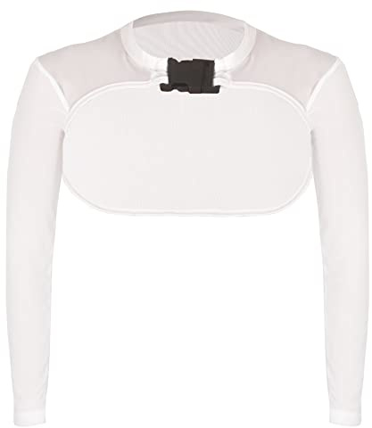 Ypser See Through Mesh Crop Top Sheer Open Front Shrug Fishnet Arm Sleeves Shirts with Release Plastic Buckles