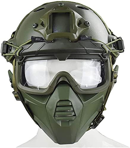 GUANBAILE Taktischer PJ-Schutz Helm, Halber Gesichtsschutz und Geteilte 3D-Brille, Geeignet Für Paintball, CS-Spiele und Andere Outdoor-Aktivitäten