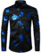 PARKLEES Chemise à manches longues pour homme - Imprimé rose doré - Coupe ajustée, Zzcl22-noir bleu roi, M