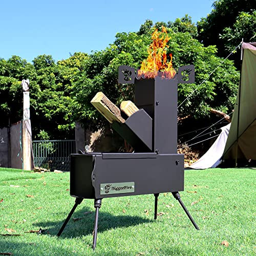 BiggerFire Stufa a razzo all'aperto portatile a legna da campeggio e picnic Buner ad alta temperatura resistente mini stufa da cucina