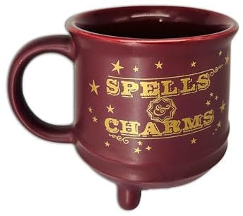 Harry Potter Tazza a forma di calderone (design incantesimi) in confezione regalo, 511 ml, prodotto ufficiale, marrone