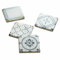 LOBERON Untersetzer 4er Set Emma, handbemalte Fliesenoptik, rutschfeste Unterseite, Vintage-Look, Tischaccessoires, Tischdekoration, Polyresin, Kork, antikweiß/schwarz