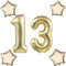 Blasses Gold Luftballons Zahl 13+4 pcs stern Folienballon Zahl 13 .Geburtstag mädchen,40 Riesenzahl Ballons 13.geburtstagsdeko Jungen,Zahlenballon 13, Helium Ballons 13 Zahlen Luftballons