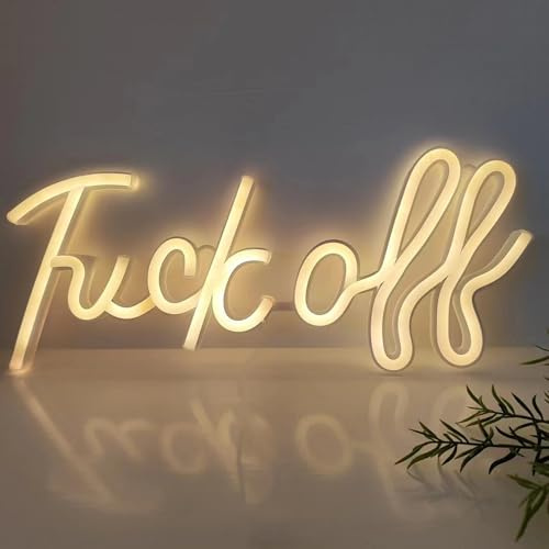 USB/Batteriebetriebenes Neonschild Fuck Off Led Hängende Neon-Nachtlichter für Teenager Schlafzimmer Spielzimmer Wanddekoration,Leuchtreklame Game Wandkunst für Halloween Weihnachtsgeschenke(Warmweiß)