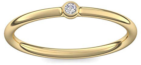 Vorsteckring Verlobungsring Gold Ring Zirkonia 585 + inkl. Luxusetui + Zirkonia Ring Gold Zirkoniaring Gold (Gelbgold 585) - Slick one Amoonic Schmuck Größe 54 (17.2) - KA11 GG585ZIFA54