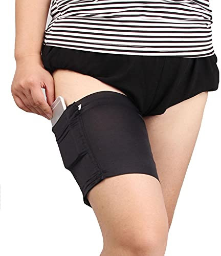 TAOLE Oberschenkelbänder Für Damen, Anti-Reibungs Handy-Socken Mit Taschen, Abriebfest Und Rutschfest, Für Den Außenbereich, S