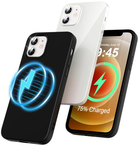 Garegce Magnétique Coque iPhone 12/12 Pro, Protection Silicone aimantée, Housse Antichoc Compatible avec MagSafe TPU Cover Induction Case Fine - 6,1 Pouces - Noir