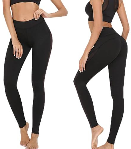 GOVIA 3er Pack Sport Leggings Damen lang High Waist Push Up Sportleggings Gym Pants Sporthose Elastisch Bauchweg Yoga Hose Fitnesshose Laufhose 4170 Schwarz S/M