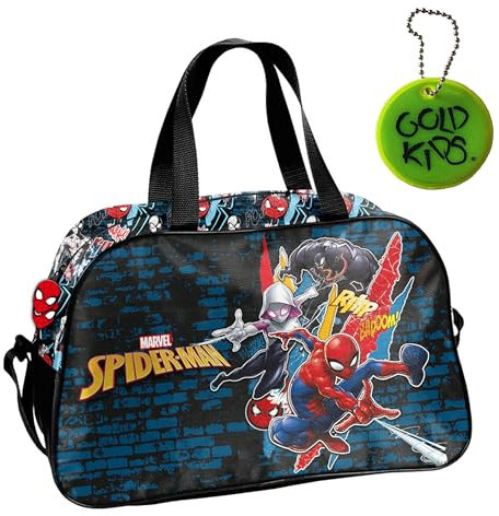 Goldkids - Sporttasche Kinder für Mädchen & Jungen - Umhängetasche mit Spiderman Motiv - Schwimmtasche mit verstärktem Boden - Trainingstasche 40 cm x 25 cm x 15 cm