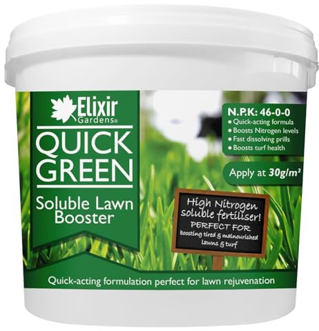 Elixir Gardens Urea 46-0-0 QuickGreen soluble Lawn booster | 1kg 2kg 3kg 4kg 5kg 10kg 15kg 20kg 25kg | High Nitrogen Grass Fertiliser Feed | Supplied in a Bag or Tub | 5kg Tub