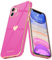 Teageo Kompatibel mit iPhone 11 Hülle, Süße Herzmuster Mädchen Handyhülle Luxuriös Galvanisierte Weich TPU Kameraschutz Kratzfest Stoßfest Schutzhülle Bumper Phone Case für iPhone 11, Rose Rosa