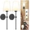 LGMCF Battery Operated Wall Sconce Set of 2, Rechargeable Wall Lights with 5000mAh Detachable Charging Bulbs and Remote, 3 Color Dimmable Wireless Sconces for Bedroom Living Room Hallway, Black