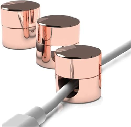 Cable Anchors for Desk Organization Gun Metal,Premium Aluminum Cord Organizers,Under Desk Cable Management with Screws,Wire Organiser Sturdy Cable Clips,Versatile Practical for Home (Rose Gold)
