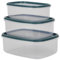 Jolie Max 3pcs Rectangle Food Storage Container Set with Lid. Airtight Plastic Kitchen Storage Box. Microwave, Freezer & Dishwasher Safe. Space Saving, Leakproof, BPA Free Storage Set. (Aqua Blue)