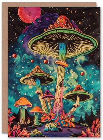 Artery8 Alien Psychedelic Mushroom Planet Starscape Blank For Him Or Her Art Birthday Card
