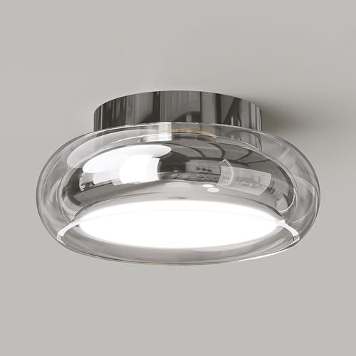Wylolik Nordische minimalistische Deckenleuchte, 3-farbig, dimmbar, LED-Deckenleuchte, Glas-Acryl-Gangleuchte, runde Einbauleuchten in der Nähe der Decke, Leuchten für Eingangsgang, Garderobe