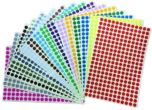 8320 Stück bunt Klebepunkte Aufkleber 8 mm Runde Punktaufkleber Farbkodierun Etiketten selbstklebende Markierungspunkte zum Beschriften und Basteln Stickers Round Color Coding Labels (16 Farben)