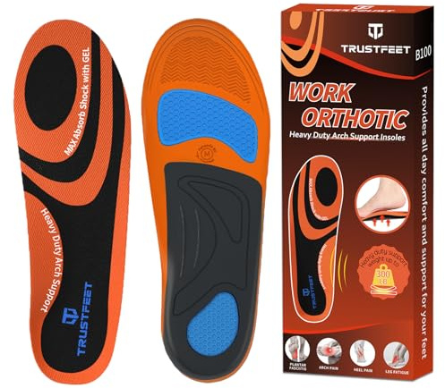 Trustfeet Orthopädische Einlegesohlen, Hohe Fußgewölbestütze Einlegesohlen für Plattfüße, Plantarfasziitis und lindert Fußkater für Männer und Frauen, Komfort Einlegesohlen für Herren und Damen-M
