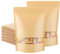 SENENQU Lot de 50 Sachet kraft Alimentaire avec Fenetre, 25 x 35CM Sachet Kraft Zip Réutilisables, Imperméable Sac Kraft Alimentaire Petit Format pour Noix, Nourriture