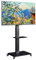 Neothm Support TV sur roulettes pour TV de 32 à 65 75 avec étagère en bois - Pivotant - Avec roulettes - Réglable en hauteur - Écran plat jusqu'à 50 kg - Rotation à 30 ° - Noir