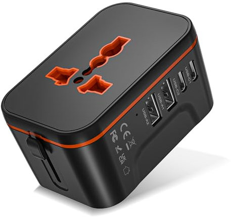 Universal Travel Adapter Worldwide, Travel Plug Adapter Worldwide with 2 USB C and 2 USB A Ports, All In One Universal Power Adapter International Travel Plug Adapter UK to Europe EU USA AUS Australia