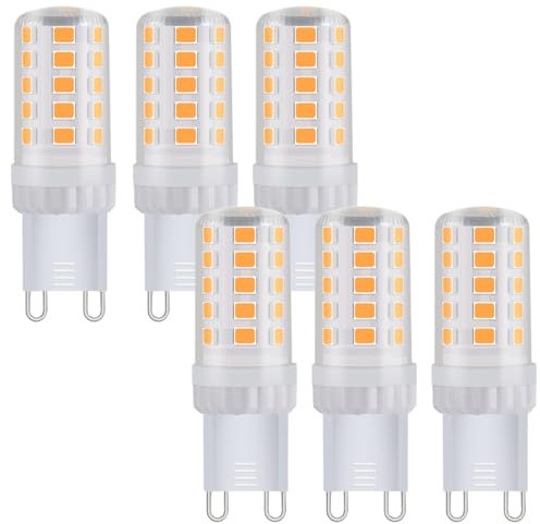 ITALASA 6er Pack G9 LED Lampe,4W Leuchtmitte,entspricht 30W-40W Halogenlampe,Warmweiß 3000K Birne,kein Flackern, nicht dimmbar