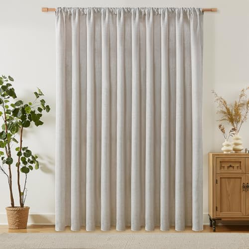 Softalker Vorhang Leinen Gardinen Wohnzimmer Halbtransparent Vorhänge Raumtrenner Gardine 300 cm Extra Breit übergardinen 240 cm Lang Fertiggardinen für Schlafzimmer Fenster Raumtrenner,1 Stück,Natur