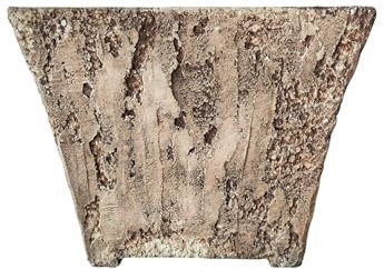 Decor-House | Maceta Cuadrada Estilo Vintage Rústico 38x38x43 cm – Hecha a Mano en Acabado Piedra Marrón, Ideal para Jardín, Terraza o Interior | Decoración Artesanal para el Hogar