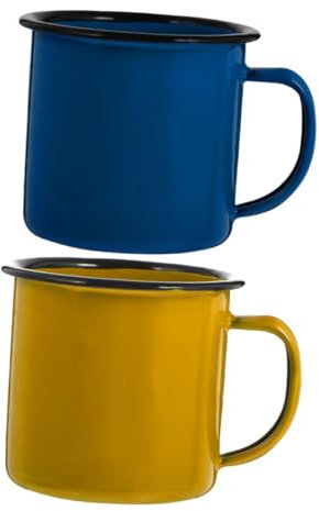 TOPPERFUN 2 Pezzi Tazza Smaltata Vintage in Acciaio da Colorati Mug Antiscivolo per Latte Design Ergonomico Facile da Capacità Ottimale per Uso Ristoranti