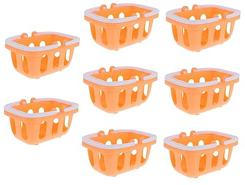 VICASKY 8pcs Mini Shopping Baskets Plastic Grocery Baskets with Handles for Role Play for Supermarket and Home Decor for Boys