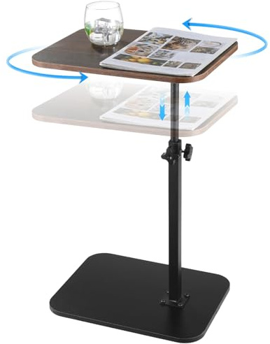 Varku Beistelltisch HöHenverstellbar, 360° drehbare Beistelltisch C Form, höhenverstellbar von 45–80 cm, Couchtisch fürs Wohnzimmer, Gestell aus Karbonstahl