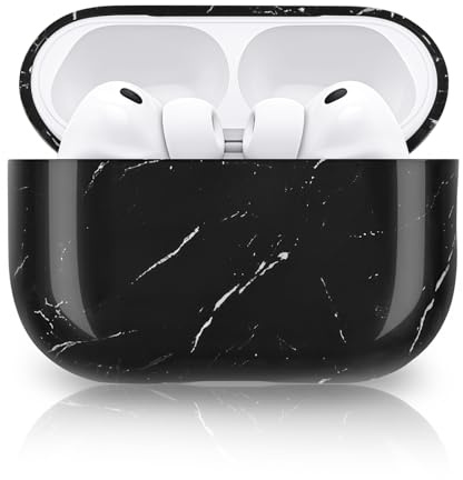 Newseego für Airpods Pro 3 Hülle Marmor Muster, Schwarz | Harte PC Schutzhülle, Ästhetisch Süßes Design, für Frauen Mädchen, Dünn, Vollschutz, Stoßfest, Kratzfeste