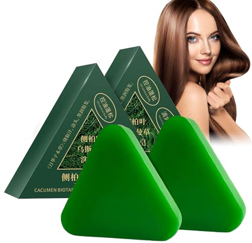 Nature Triangle Shampoo Bar, 2 Stück Seven Green Soap, Feste Seife, Sanfte Reinigung & Nährende Pflege für Frauen und Männer, Pflanzliches Festes Beruhigt Stärkt Haar, Haar Shampoo Seife, 100g