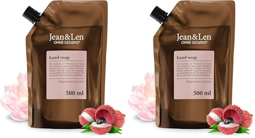 Jean & Len Hand & Body Wash Pfingstrose & Litschi, vegan, 500 ml | reinigt und pflegt die Haut beim Waschen, blumig-zarter Duft, Flüssigseife im Nachfüllpack, ohne Parabene und Silikone