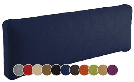 sunnypillow Palettenkissen Gartenmöbel, Rückenkissen 120x40x20cm Blau | Rückenpolster für Bett und Sofa, Palettenpolster für Palettenmöbel, Lounge Kissen mit abnehmbarem Bezug