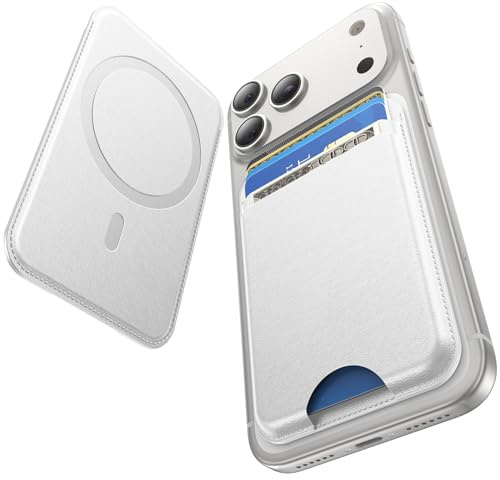 Fanseesy for MagSafe Wallet, 5 Card Holder, Slim Leather Magnetic Wallet for iPhone 17/16/15/14/13/12 Pro Max Plus Air Series, 1 Card Slots & 1 Cash Slot,White