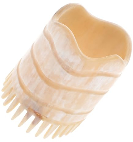 Shampoo Haarbürste aus Horn, Runde Handform, Braun, Tragbar | Kopfhautmassage, Glatte Kanten, Leichtes Design, Sichere Anwendung, Sanfte Pflege, für Unterwegs