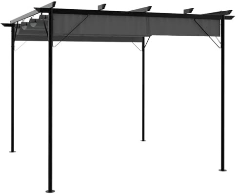 Générique Pergola avec Toit rétractable Anthracite 3x3 m Acier 180 g/m²,Vie en extérieur,Structures extérieures,Arches, treillages & pergolas de Jardin,312226
